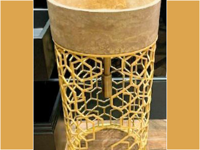 Lavabo da toilette con base in ferro forgiata e verniciata a polvere