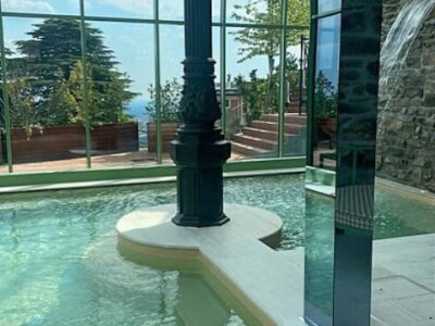 Veranda per piscina profili acciaio Jansen - Fabbro Graziato
